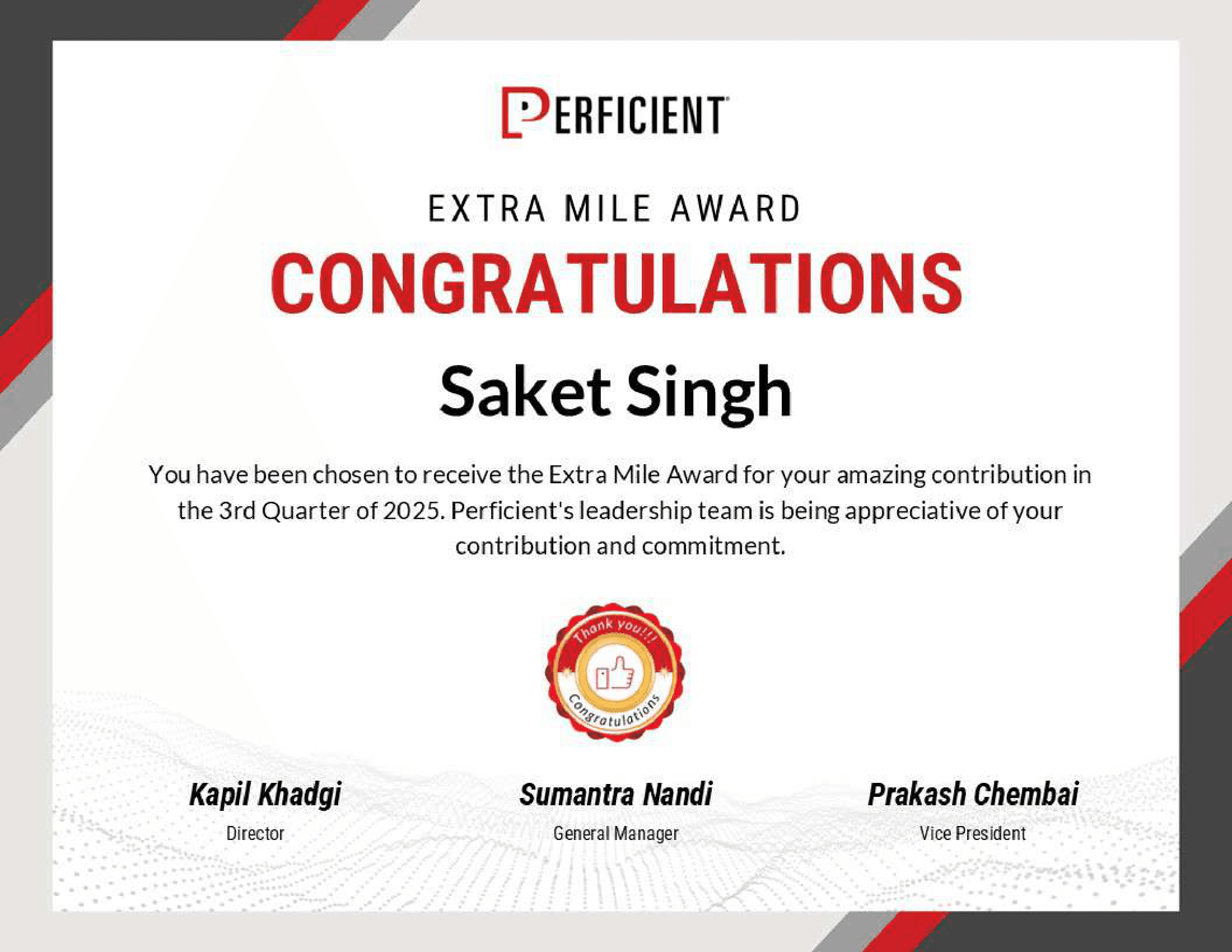 Q3 2025 - Extra Mile Award